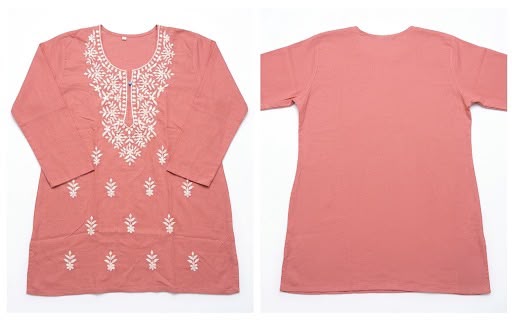 Women's Pink Rayon Chikankari Kurti with White Embroidery - Image 2